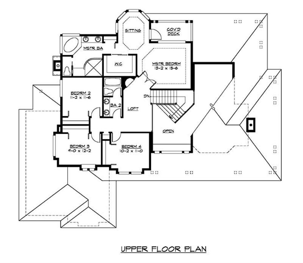 Floor Plan Second Story of Craftsman Plan #115-1440